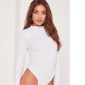 BLACK Missguided Ribbed Bodysuit